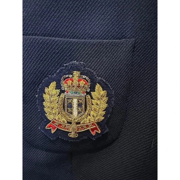 Talbots Navy Blue Wool Gold Crest Riding Equestrian Blazer Jacket Size Petite 10 - Picture 3 of 12